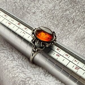Sterling Silver Amber Ring